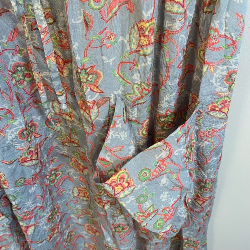 The Masai Clothing Co Smocked Pocket Front Floral Drawstring Midi Sun Dress - Picture 11 of 12